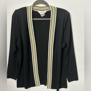 Misook Black Open Front Cardigan Sweater Large